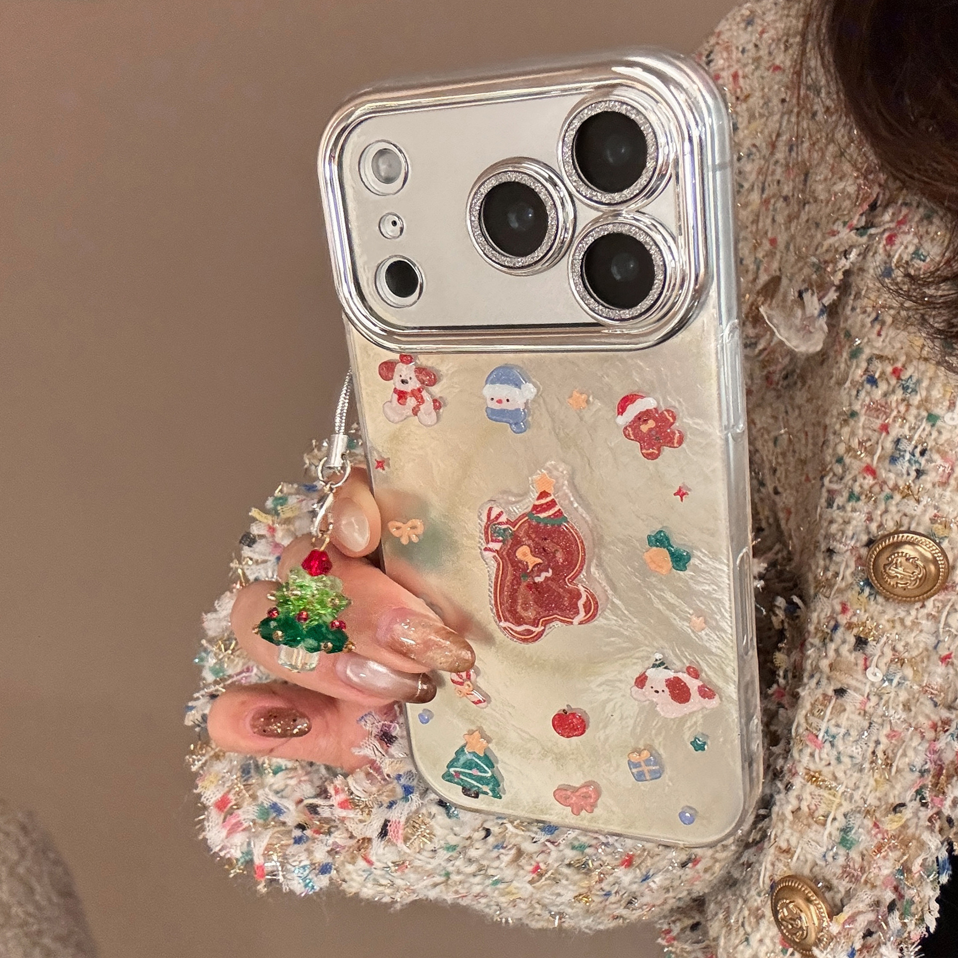 Glitter Gingerbread Man Phone Case For Iphone With Lens Protector_voghion.com