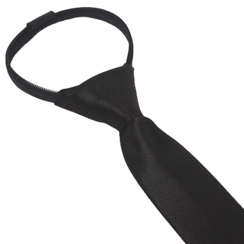 Men and girls 5CM polyester silk knot-free one-color tie lazy solid color single color narrow zipper easy to pull wholesale