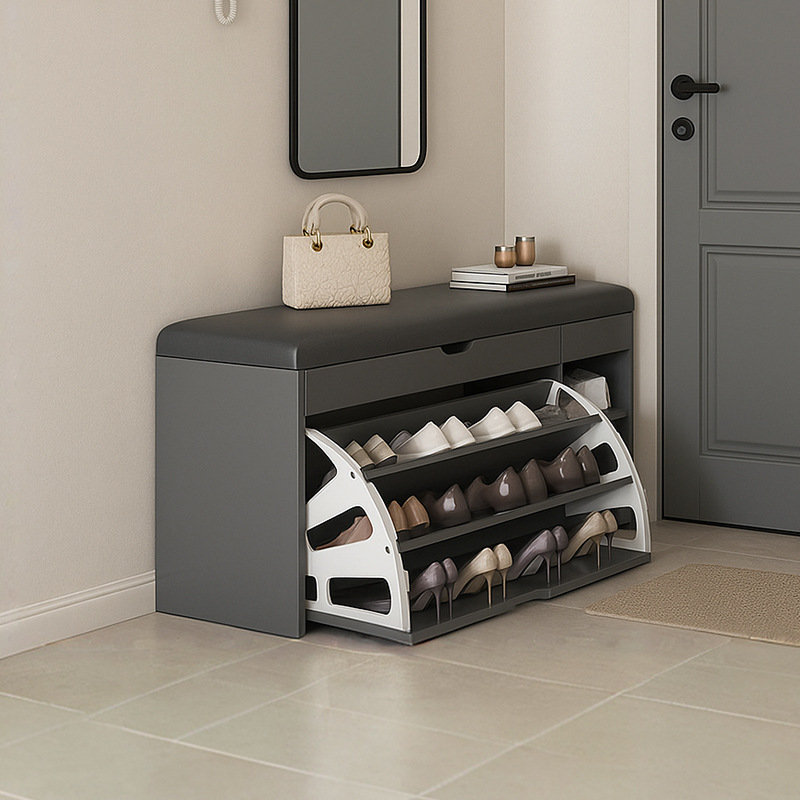 Taburete de cambio de zapatos para el hogar, taburete de asiento para el armario de zapatos de entrada, taburete de zapato de entrada integrado, taburete de zapato de entrada