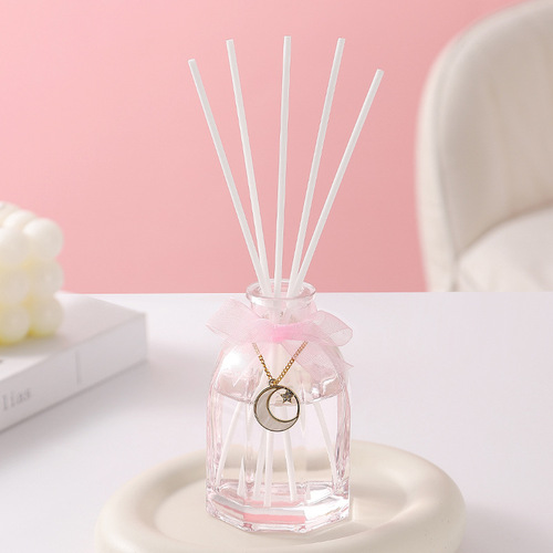 Pink octagonal bottle fire-free rattan aromatherapy essential oil air freshener indoor hotel bathroom home furnishings