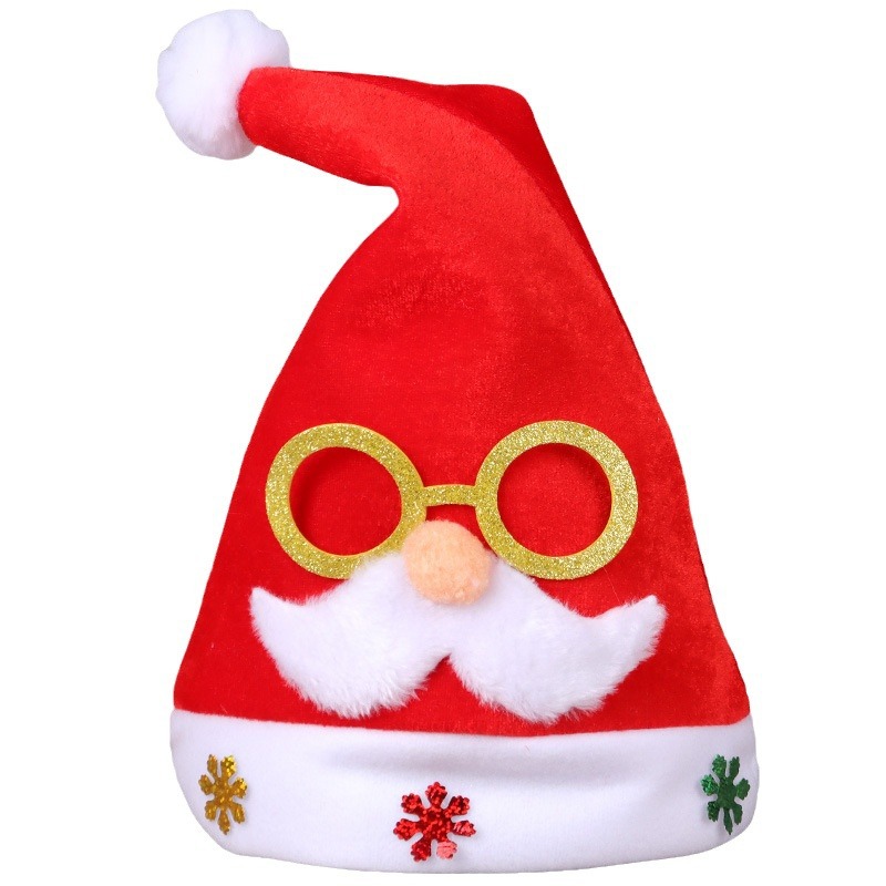 Christmas Hat for Adults and Kidsren Christmas Eve Gold Velvet Glasses Headdress Santa Claus Decoration Gift_voghion.com