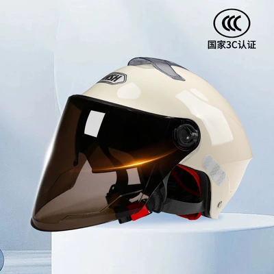 New National Standard 3C Certified Electric Vehicle Helmet for Men and Women Spring and Summer Motorcycle All-Season Safety Helmet Half Helmet Full Helmet A2 (Motosiklet kaskı (dəbilqə)) - 3c-x1-double-mirror-piano-white-sunscreen-lens
