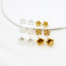 铜保色银18K包真金流苏花芯樱花花朵吊坠手工diy手链项链配件材料