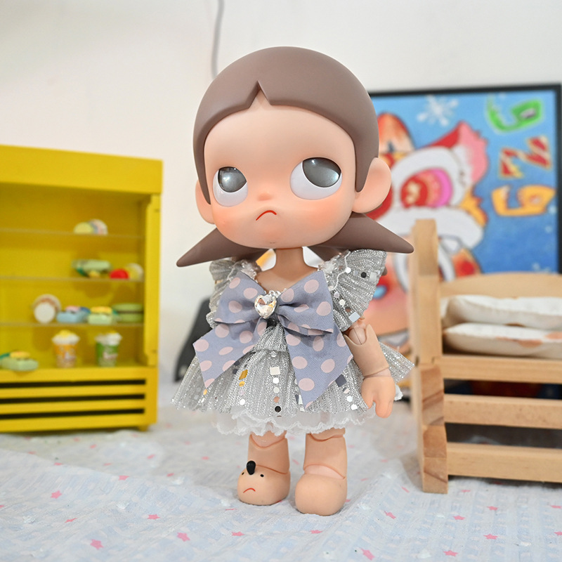 Labubu 4.0 Doll Clothes Ga Zi Sister Bjd Doll Clothes Accessories Sitting Doll Blind Box Zsiga Gauze Dress Set