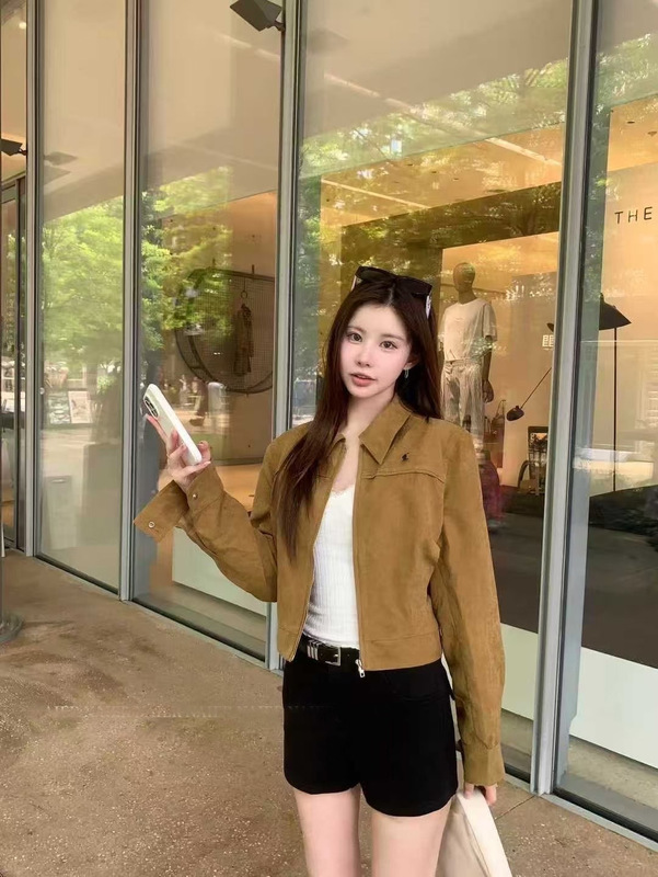 拉夫RL刺绣翻领夹克外套新款女款外套三色上衣百搭显高机车版型瘦|undefined