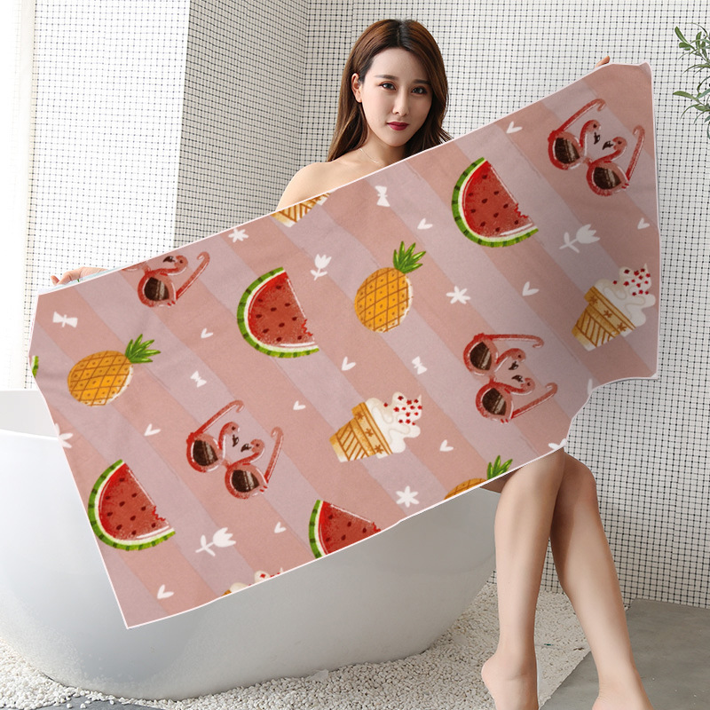 2024 New Amazon Toalla de playa de secado rápido de terciopelo de doble cara europea y americana Toalla de baño de playa de microfibra impresa transfronteriza