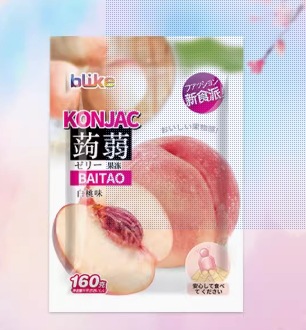Jindefu Shanquan Konjac Jelly 160г пакетик со вкусом белого персика (80 пакетиков на всю коробку)