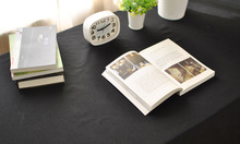 NN0I棉麻台布简约现代时尚纯色黑色方形盖布西餐咖啡厅装饰桌布可