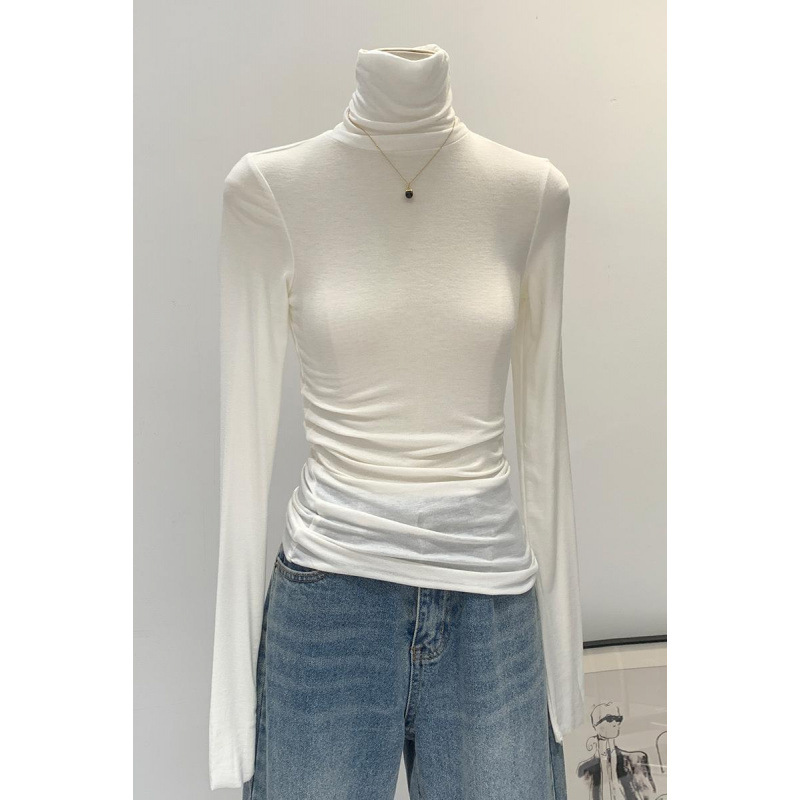 欧州在庫 テンセルウール 肌に優しい ソフトで滑らかな ハイネック スリムフィット インナー レディース 秋 2025年新作 Tシャツ