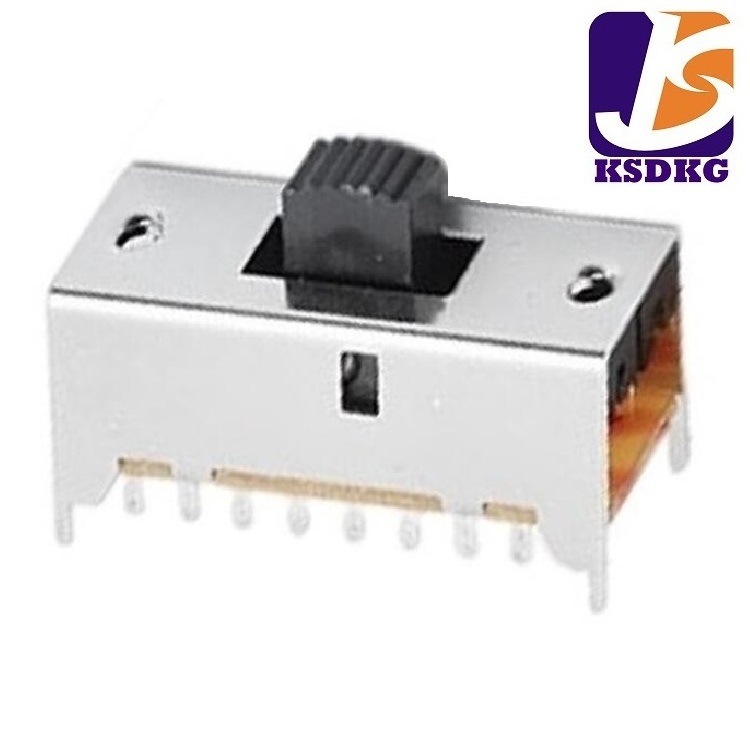 迷你型2位滑动开关18脚 立式拨码开关短柄 带安装孔2档拨动开关