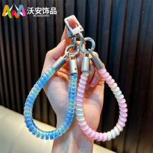 彩色电话线手机链幻彩手腕款手机绳结实防丢手机壳挂绳小礼品批发