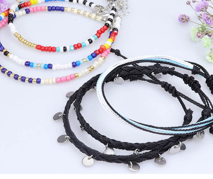 Bohemian Geometric Beaded Beaded Womenu0027S Anklet 6-Piece Set