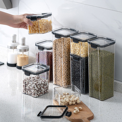 Kitchen storage preservation food canisters snacks nuts tea grains storage box square food airtight canister
