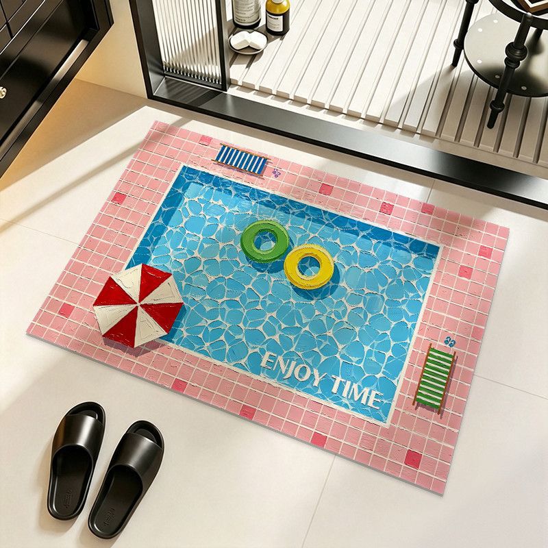 New 3D effect bathroom floor mat, absorbent and quick-drying, non-slip, for use at the bathroom entrance and near the sink. Available for drop shipping