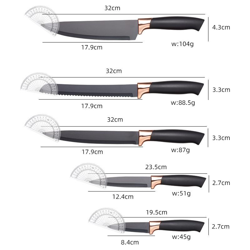 Ventas transfronterizas de silicona de cocina 19 piezas de cuchillos de cocina antiadherente de silicona conjunto de cuchillos de cocina