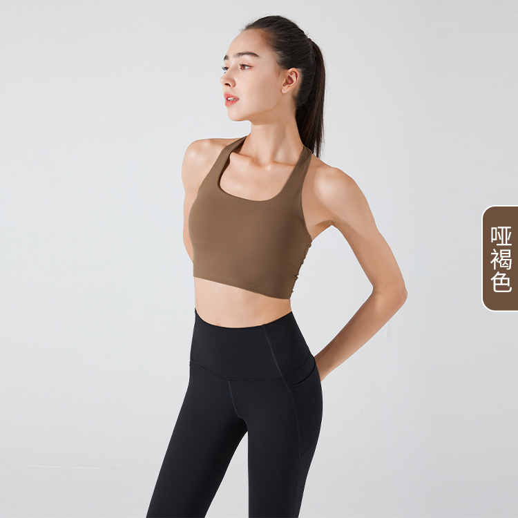 寧波再起動ホルターネックヨガブラスポーツブラ女性の耐衝撃美しいバックシームレスベストフィットネス服ランニングトップ|undefined
