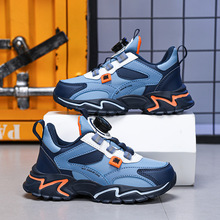 2024秋季新款男童运动鞋皮面防水旋转扣轻便中大童学生运动鞋休闲