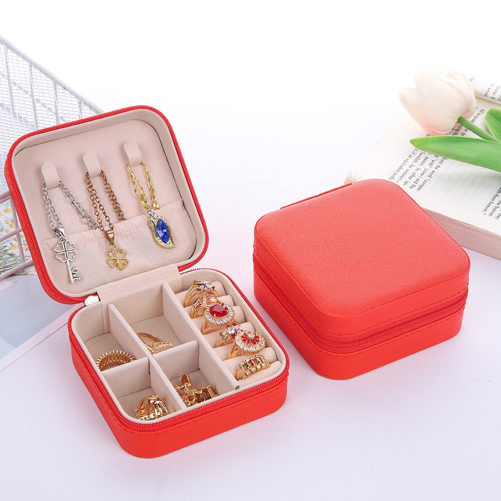 Joyería portátil transfronteriza caja de almacenamiento exquisita caja de joyería alta costura collar anillo caja de joyería de viaje
