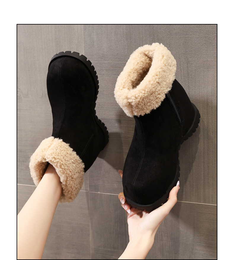 Boot nữ cổ cao lót lông giữ ấm đế dày nâng chiều cao — nâu chi tiết 12