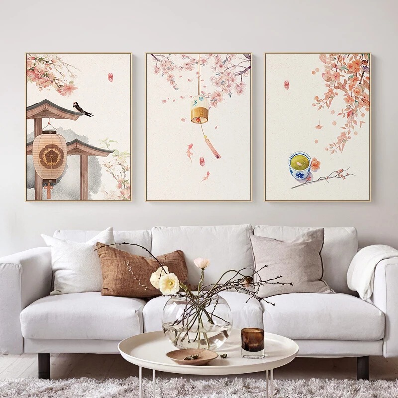 HD Pastoral Spring Blossoms Hotel Villa Model Room Gallery Corridor Decoration Hanging Painting Background Wall Spray Painting