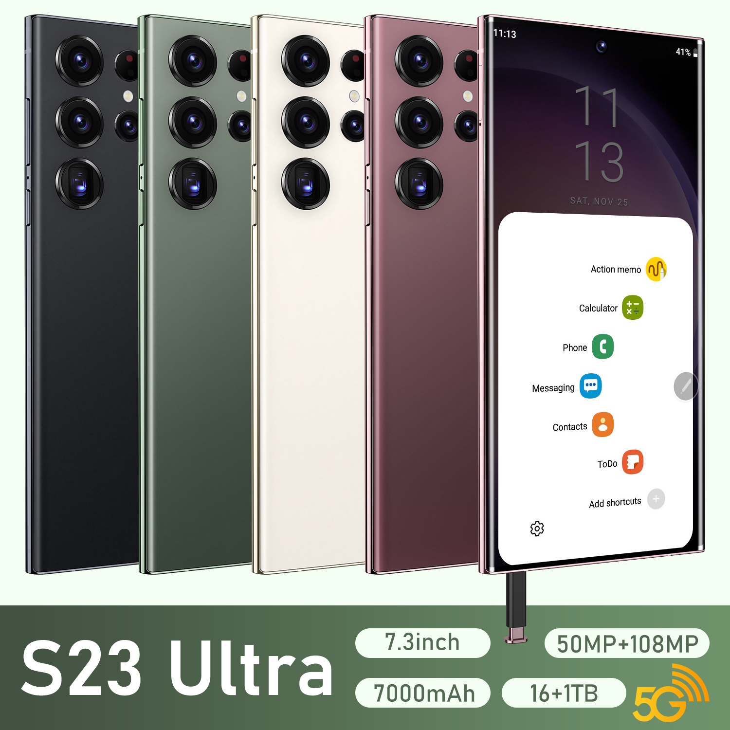 新款跨境手机S23 Ultra7.3英寸内置笔 真3G（2GB+16GB）支持代发