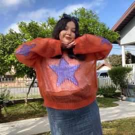 跨境亚马逊速卖通新款外贸热销Sweater Sexy Loose Fit Long Slee