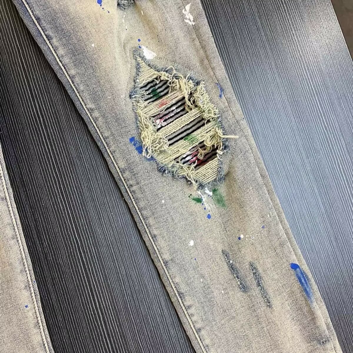 Men's Clothing Men's Retro Distressed Ripped Patched Stretch Slim Fit Skinny Jeans High Street Fashion Brand For Formal & Casual_mkmklike.com