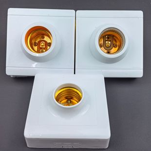 Ming-mounted household ceramic gallbladder lamp holder head screw lamp socket e27 bulb base led energy-saving lamp socket lamp seat square