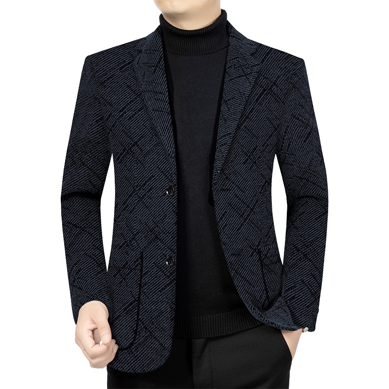 2023 primavera y otoño traje de mediana edad de los hombres delgados de papá casual de una pieza ropa superior sin planchar chaqueta de traje de hombre