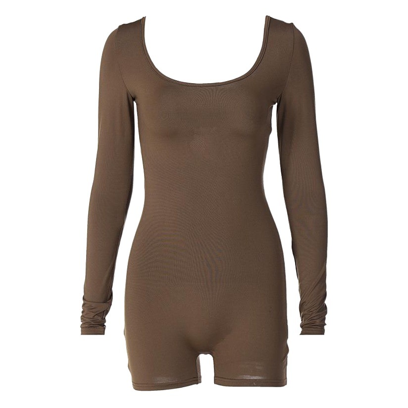 Ropa de mujer de estilo europeo y americano 2023 Verano nueva manga larga cuello en U con cordones sin respaldo cintura alta Levantamiento de cadera deportes yoga mono image 1