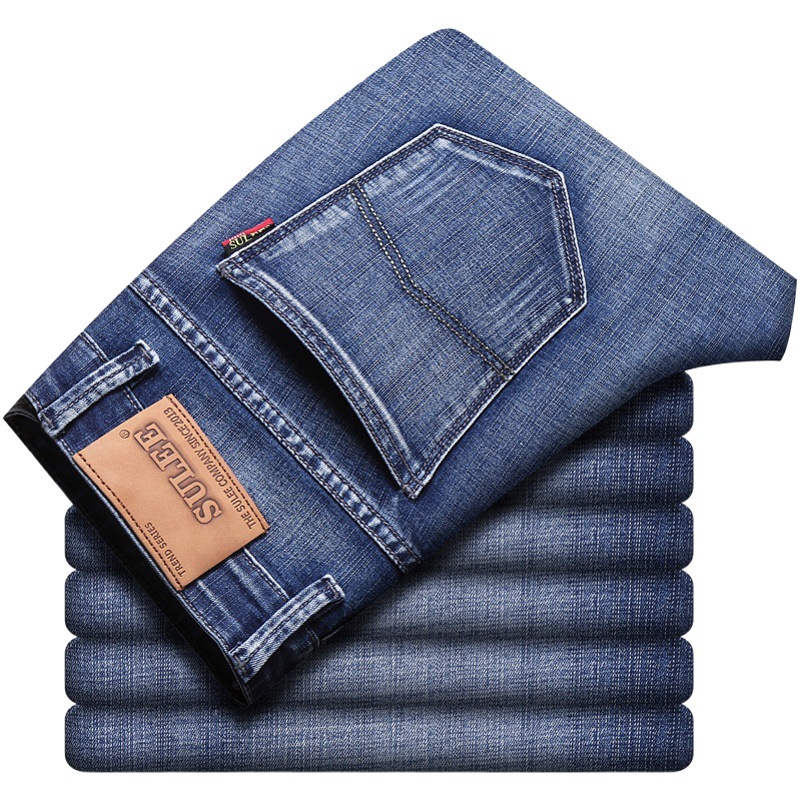 Pantalones Vaqueros para Hombre Su Lee, Otoño e Invierno, Corte Recto, Holgados, Elásticos, de Negocios, Modernos, de Marca, Transfronterizos