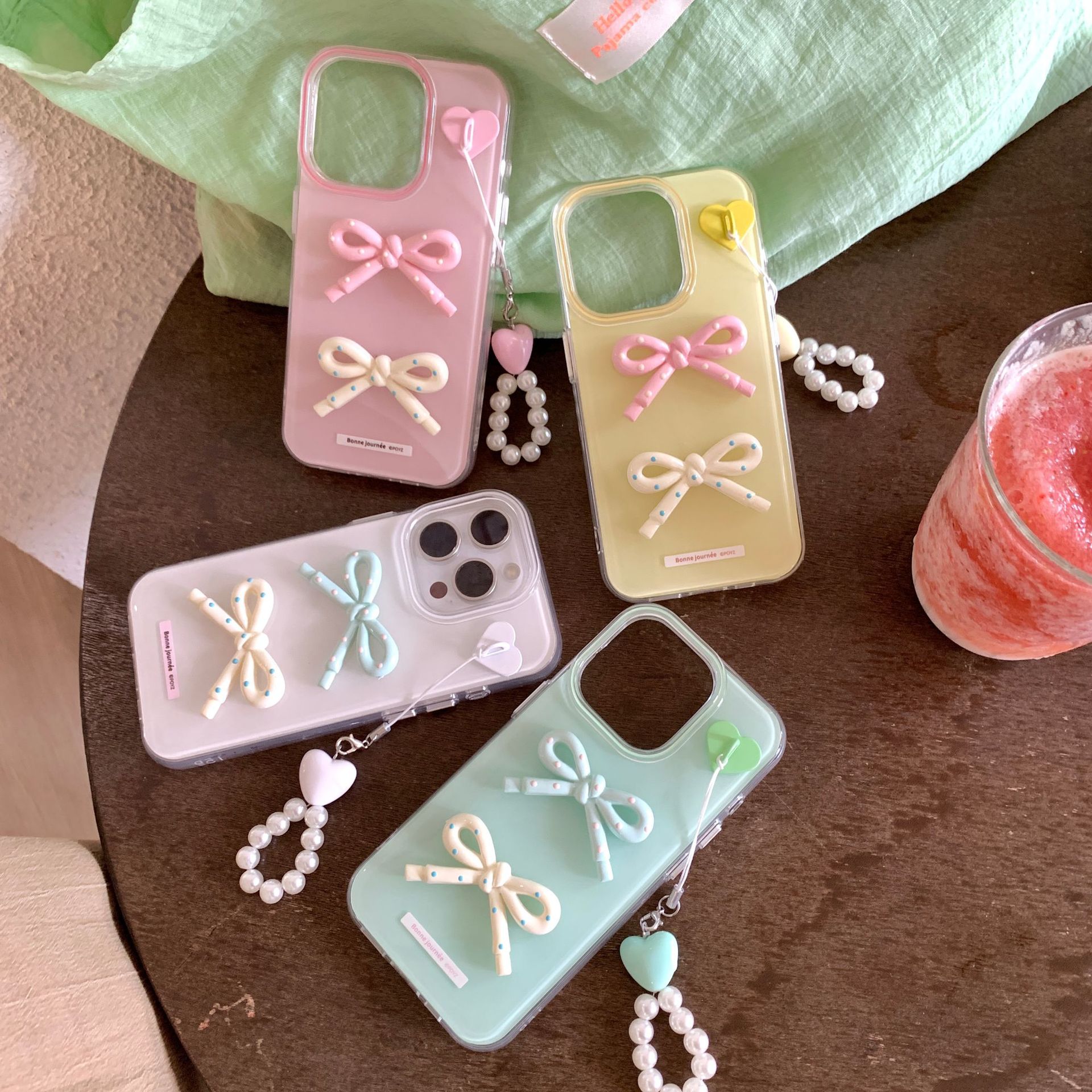 Verano pequeño y fresco arco tridimensional para Apple 16ProMax funda para teléfono móvil 15Pro Nuevo colgante 14/13 15