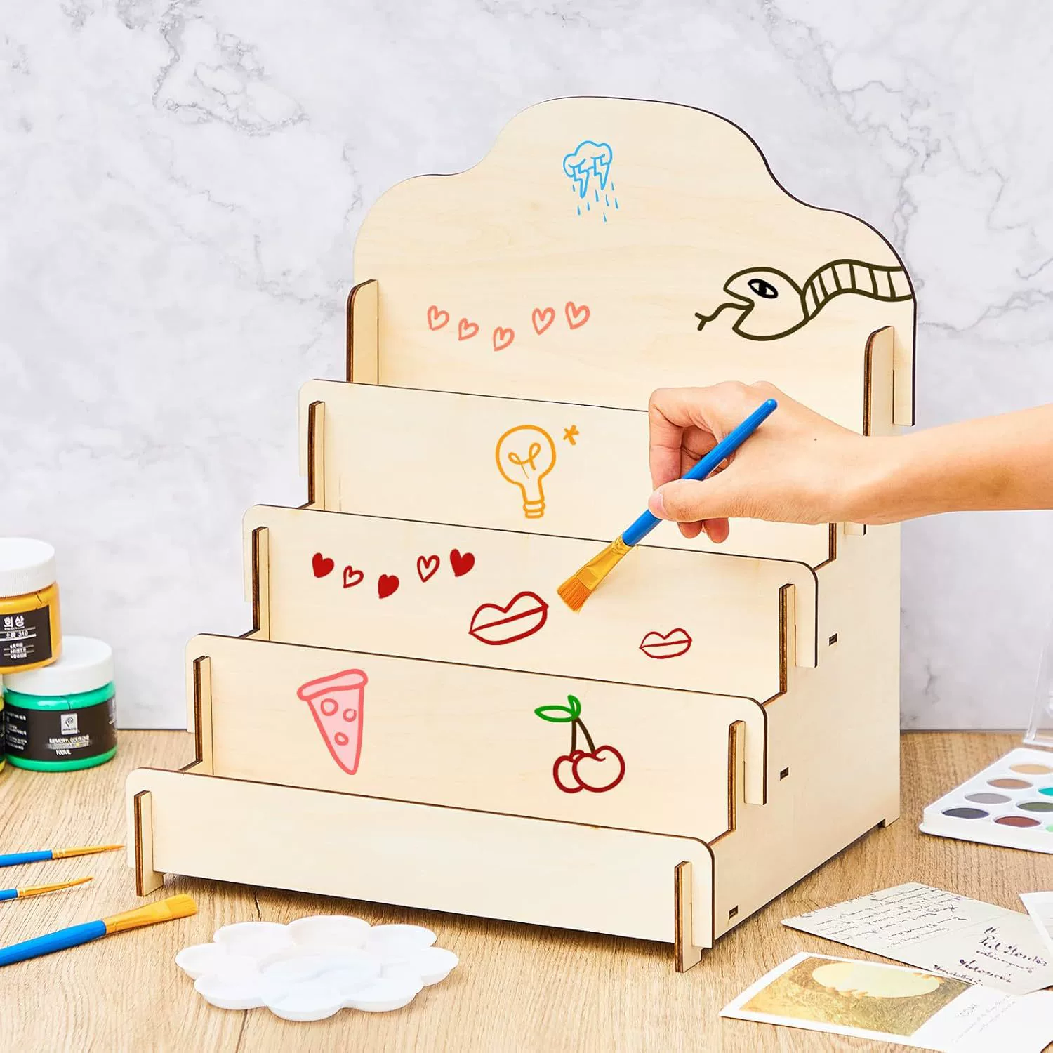 Настольный деревянный держатель для открыток стикер держатель для хранения портативный держатель для декорирования карты ступенчатый держатель для открыток