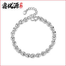 圆珠玲珑球镀银手链女 财源滚滚珠手圈 韩版银饰品批发镂空球手链