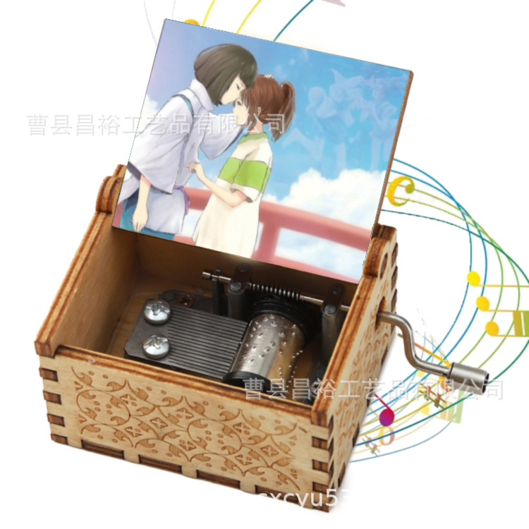 木製の手作りオルゴール創意カラープリント千と千尋のオルゴール木製の手を振ってオルゴールクロスボーダー専用です。