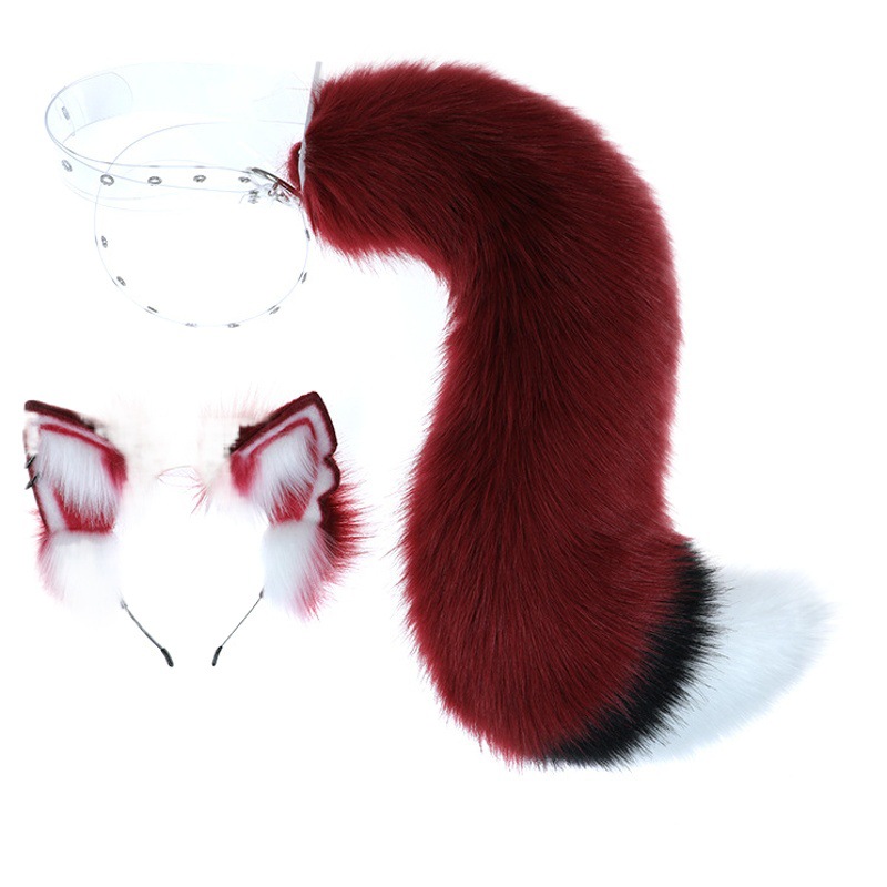 Simulación bestia oreja bestia cola de peluche hecho a mano comic show party Cosplay Dress Up tocado accesorios para el cabello banda de pelo encantador traje de lobo