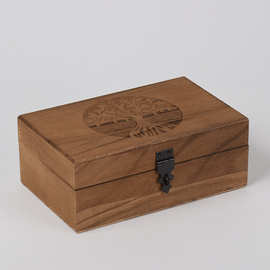 实木翻盖收纳盒生命之树纪念盒礼品包装盒木质桌面雕刻珠宝首饰盒