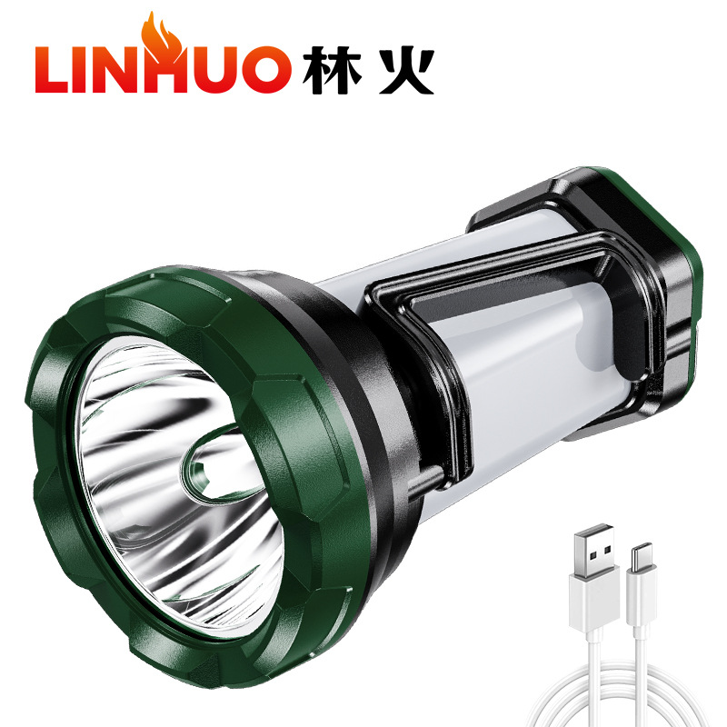 Lin Huo nuevo LED camping luz al aire libre impermeable multifuncional portátil camping luz USB recargable luz fuerte reflector