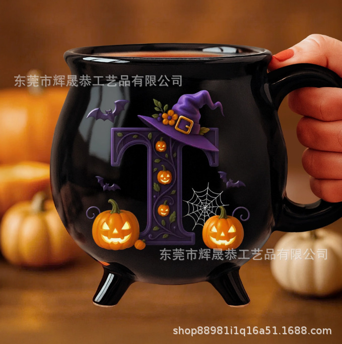 跨境新款Ceramic Cauldron Coffee Mug陶瓷大锅咖啡杯12oz|undefined