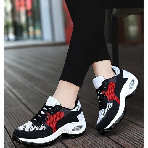 Foreign trade women's shoes spring and summer new breathable mesh air cushion sneakers women's fashion heightening casual shoes mother's shoes