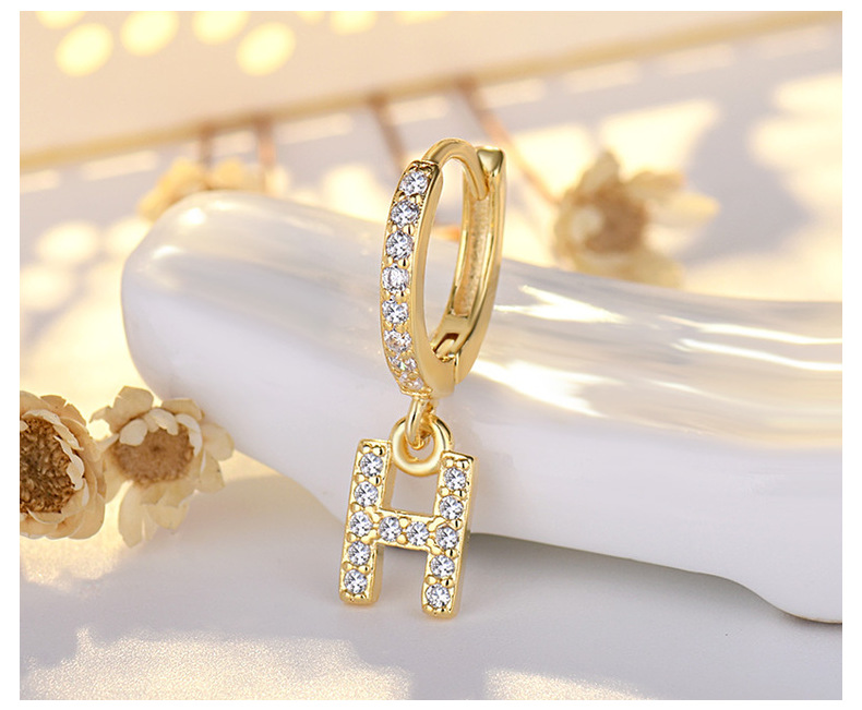 Daily Occasion Copper Material Letter Pattern Fashion Letter Copper Plating Zircon Drop Earrings 1 Piece