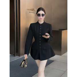 大码胖感赫本风西服上衣女设计感遮肉显瘦西装连衣裙200斤