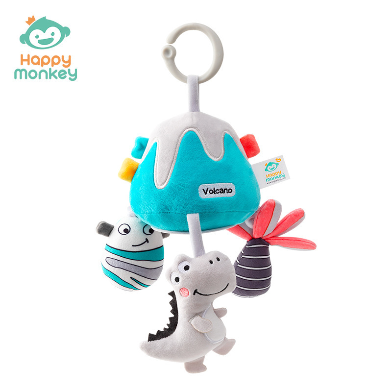 Happy monkey baby cartoon música campana caja de música bebé calmante vibración campana tornos juguetes colgantes