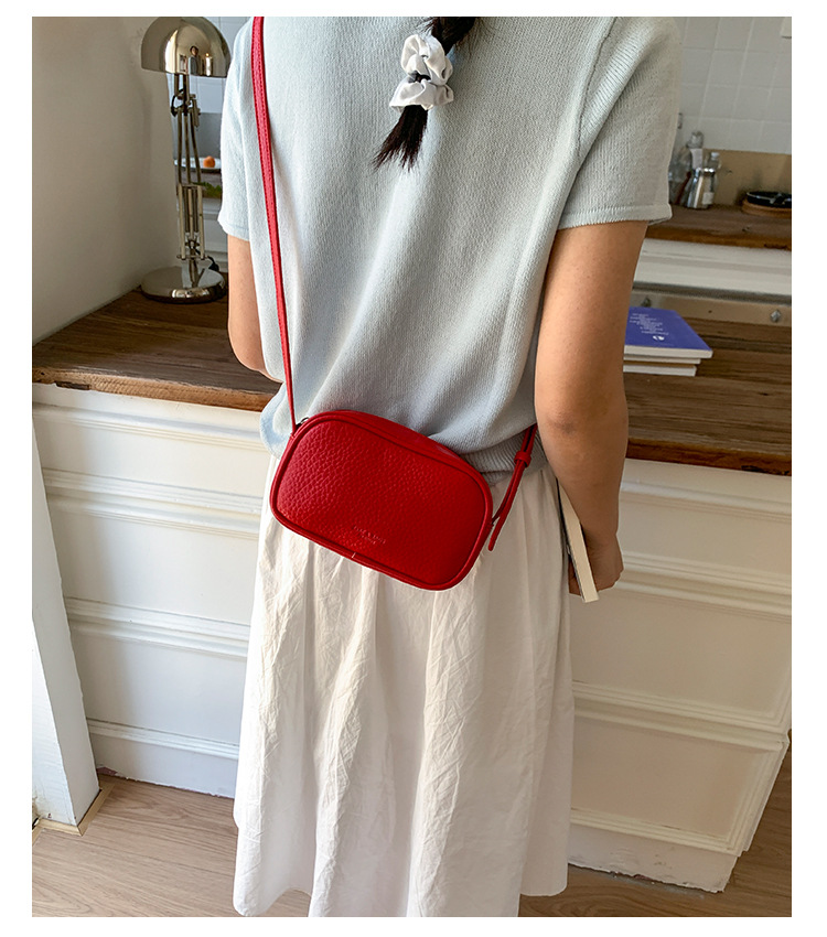 Fashionable and casual small square bag for women, 2025 summer new style personalized crossbody bag, versatile solid color lychee pattern single-shoulder bag undefined