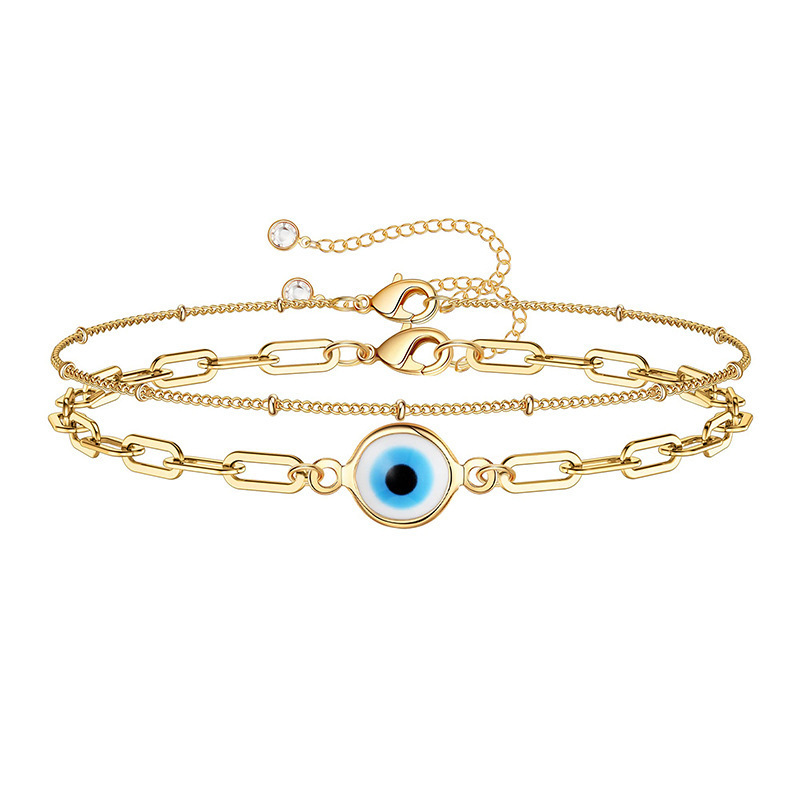 Amazon Evil Eye Charm Bracelet, 14K Gold Plated Bohemian Beach Exquisite Ladies Bracelet