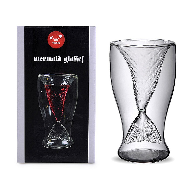 Taza de sirena de doble capa sirena cola vidrio sirena vidrio creativo personalizado regalo publicitario