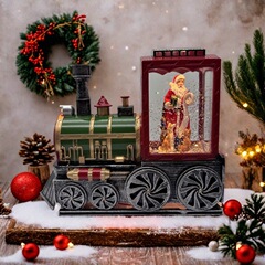 音楽付き発光クリスマス機関車の装飾品クリスマスギフトショッピングモールホテルの窓の装飾品クリスマスギフト