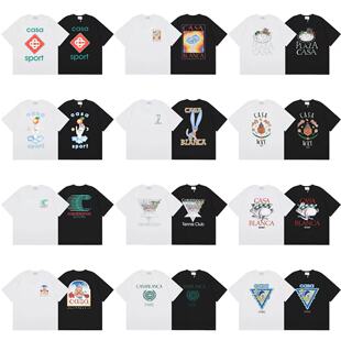 24 Spring and Summer New Casablanca Tennis Club Court Letter Print CASA Star Same Style Short Sleeve