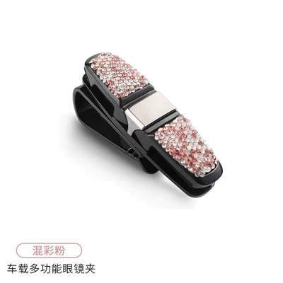 Car Glasses Clip Multifunctional Car Car Glasses Clip/Bill Clip - double-clip-glasses-clip-with-diamonds-pink-diamond