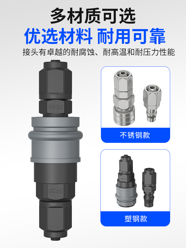 C式自锁快速接头公母头气泵空压机气管软管风枪圆二通三通快插❇